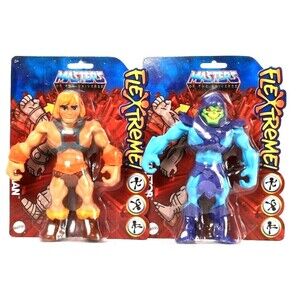 Mattel Flextreme Masters Of The Universe He Man & Skeletor Stretch Figures New